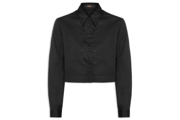 Camisa Feminina De Algodão Cropped - Preto