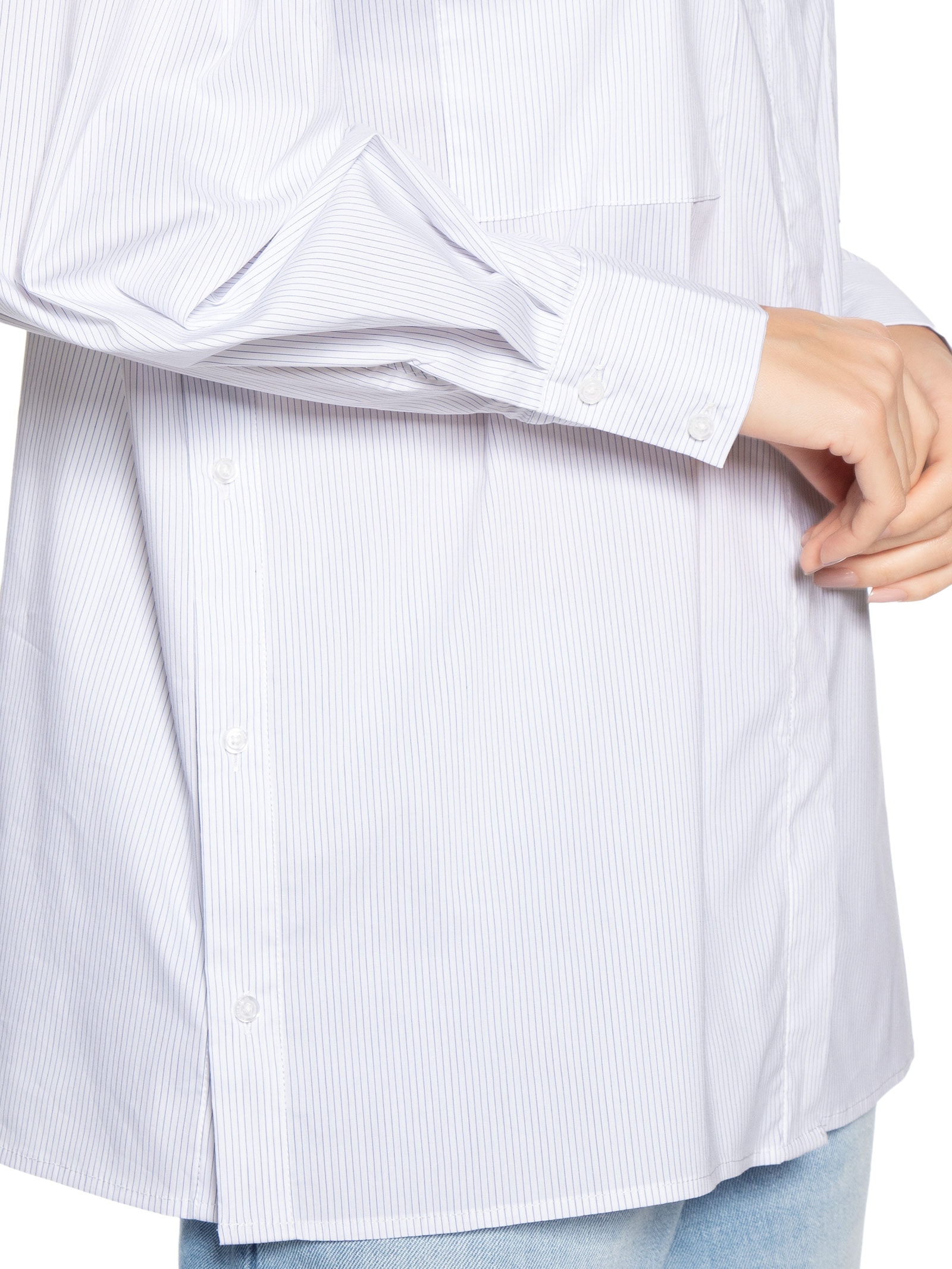 Camisa Feminina De Algodão Listrada Com Bolsos Azul Animale Jeans