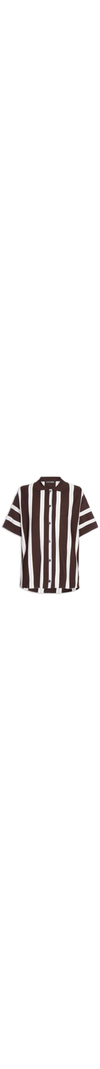 Camisa Feminina De Botão De Tricot Listrada - Marrom