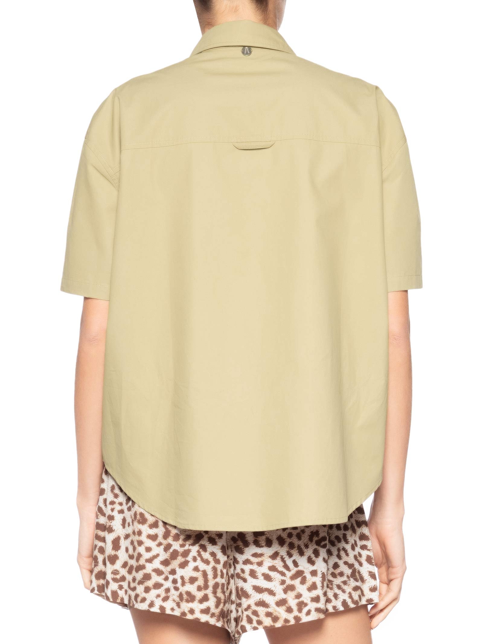 Camisa Feminina de Botão Manga Curta Marrom Animale Jeans