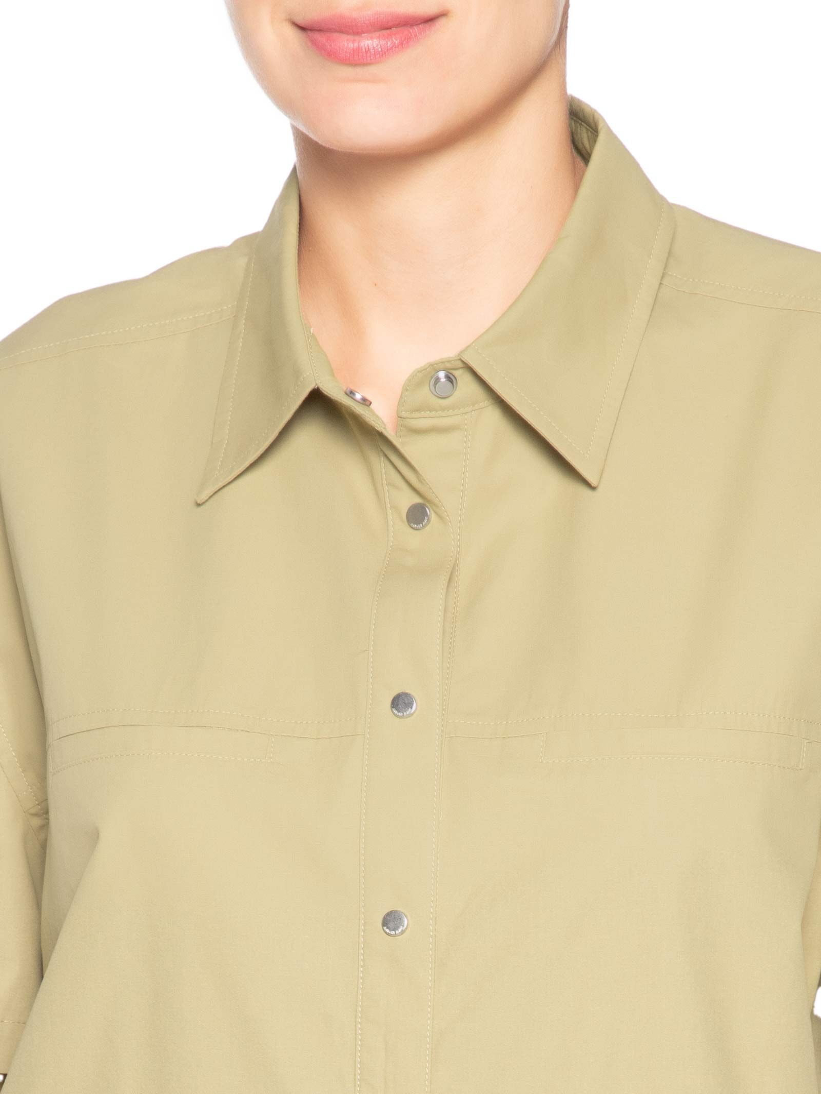 Camisa Feminina de Botão Manga Curta Marrom Animale Jeans
