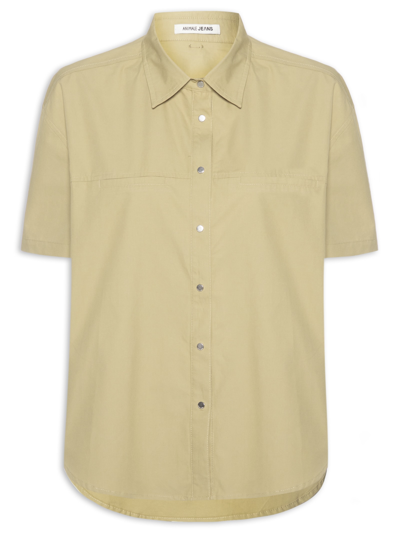 Camisa Feminina de Botão Manga Curta – Marrom Animale Jeans