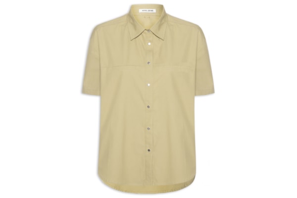 Camisa Feminina de Botão Manga Curta – Marrom