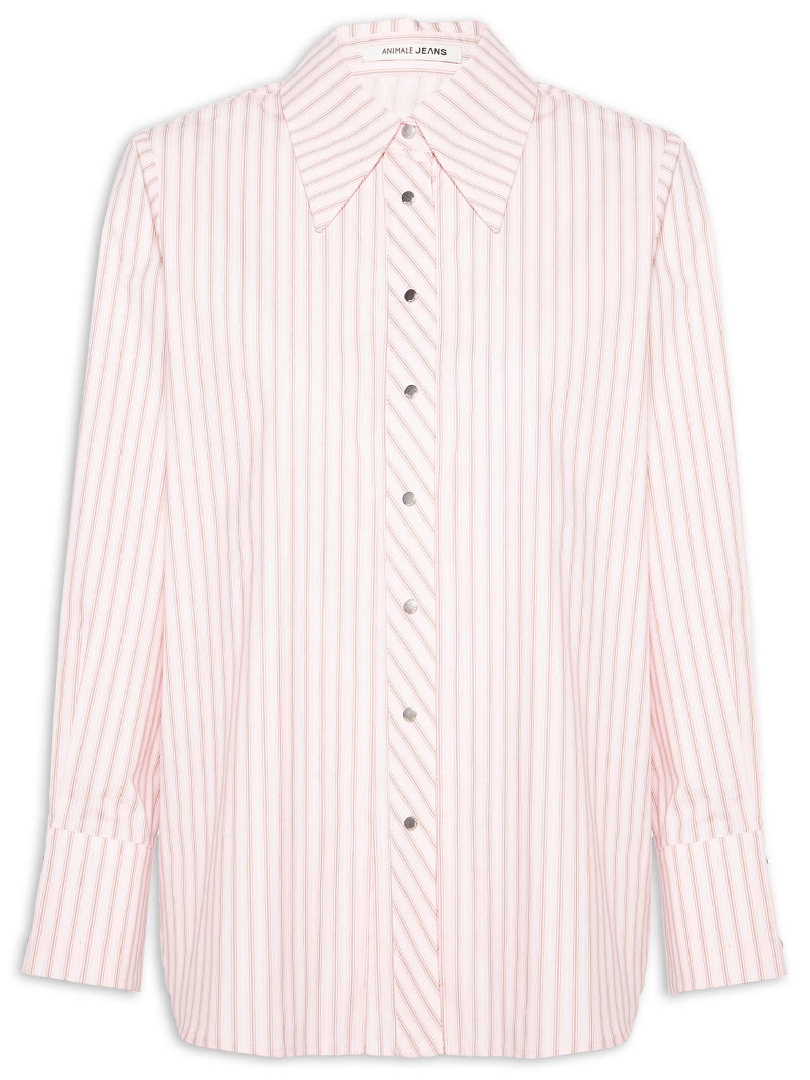 Camisa Feminina De Botão Manga Longa Fio Tinto Rosa Animale Jeans
