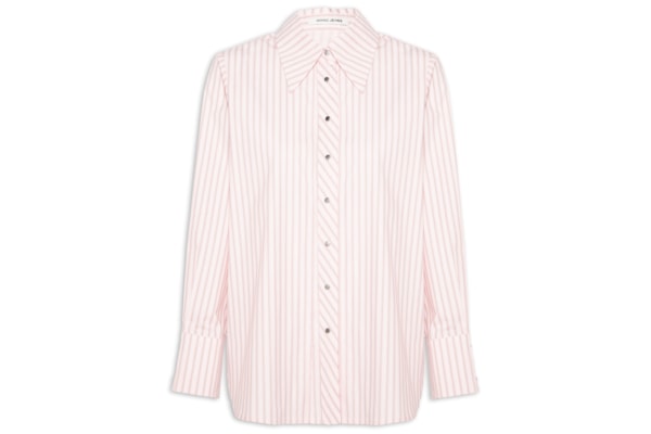 Camisa Feminina De Botão Manga Longa Fio Tinto - Rosa
