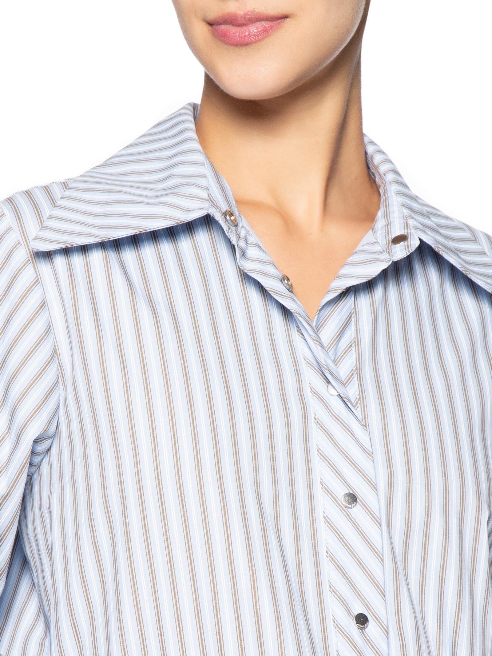 Camisa Feminina de Botão Ml Fio Tinto- Azul Animale Jeans