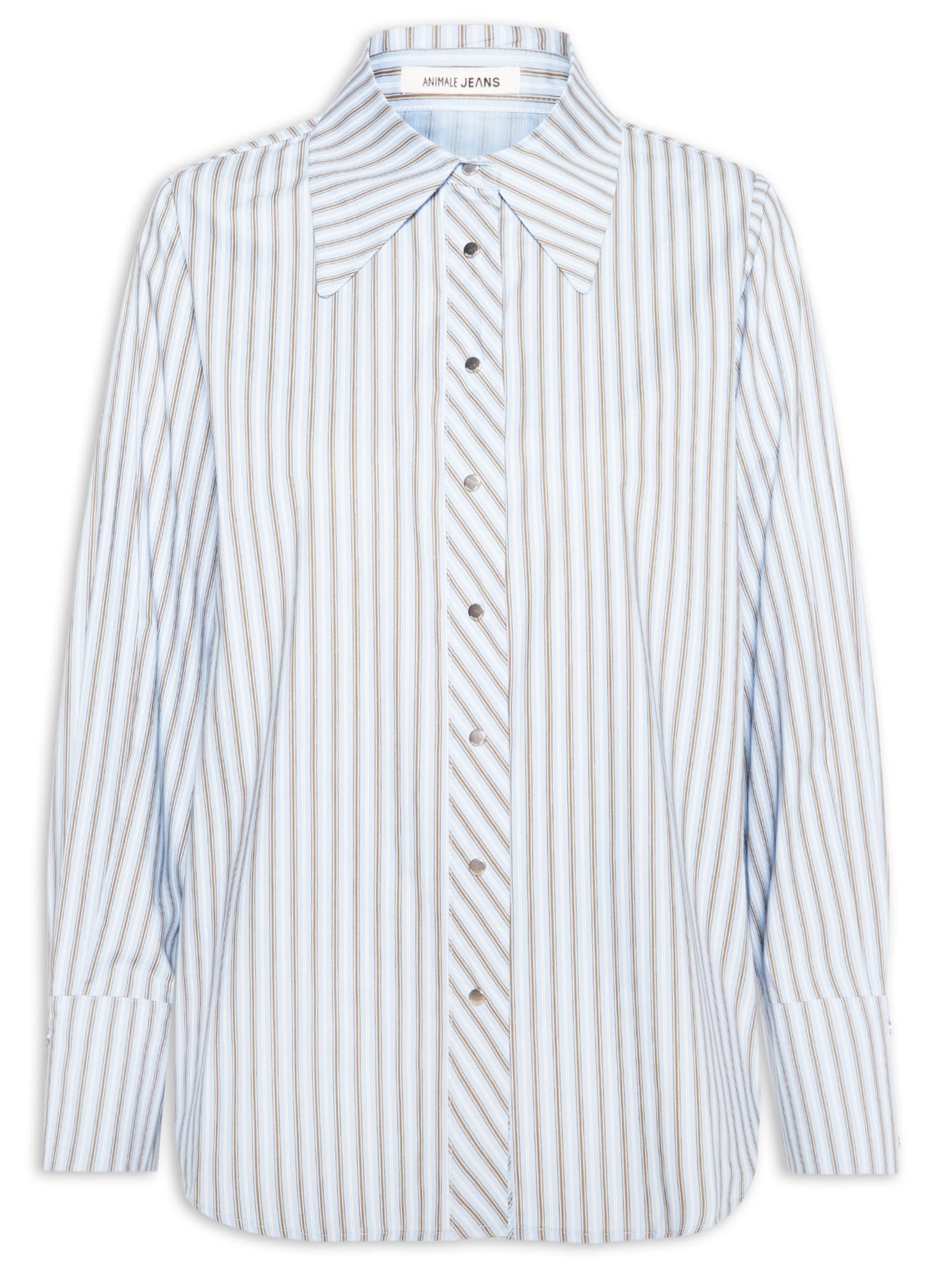 Camisa Feminina de Botão Ml Fio Tinto– Azul Animale Jeans