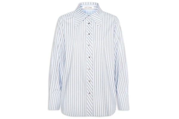 Camisa Feminina de Botão Ml Fio Tinto– Azul
