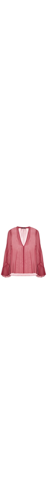 Camisa Feminina De Georgette Manga Longa Nesga - Vermelho