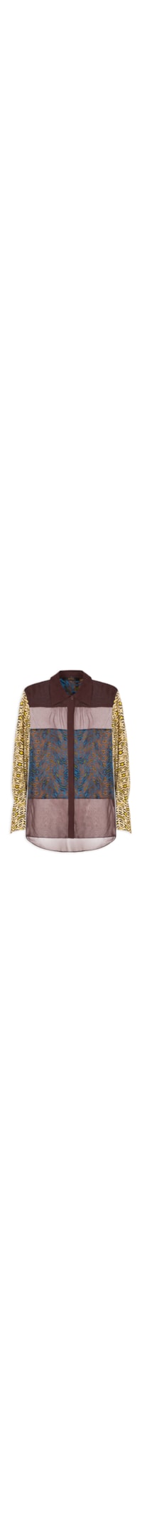 Camisa Feminina De Seda e Georgete Estampada Manga Longa - Animal Print