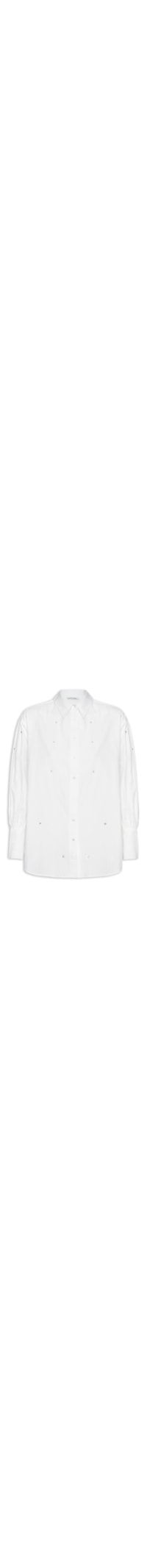 Camisa Feminina De Tricoline Bordado De Pedraria - Branco