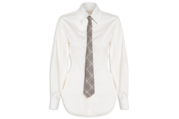 Camisa Feminina De Tricoline Com Gravata - Off White
