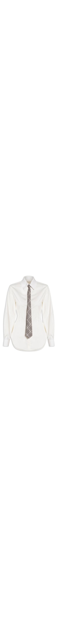 Camisa Feminina De Tricoline Com Gravata - Off White