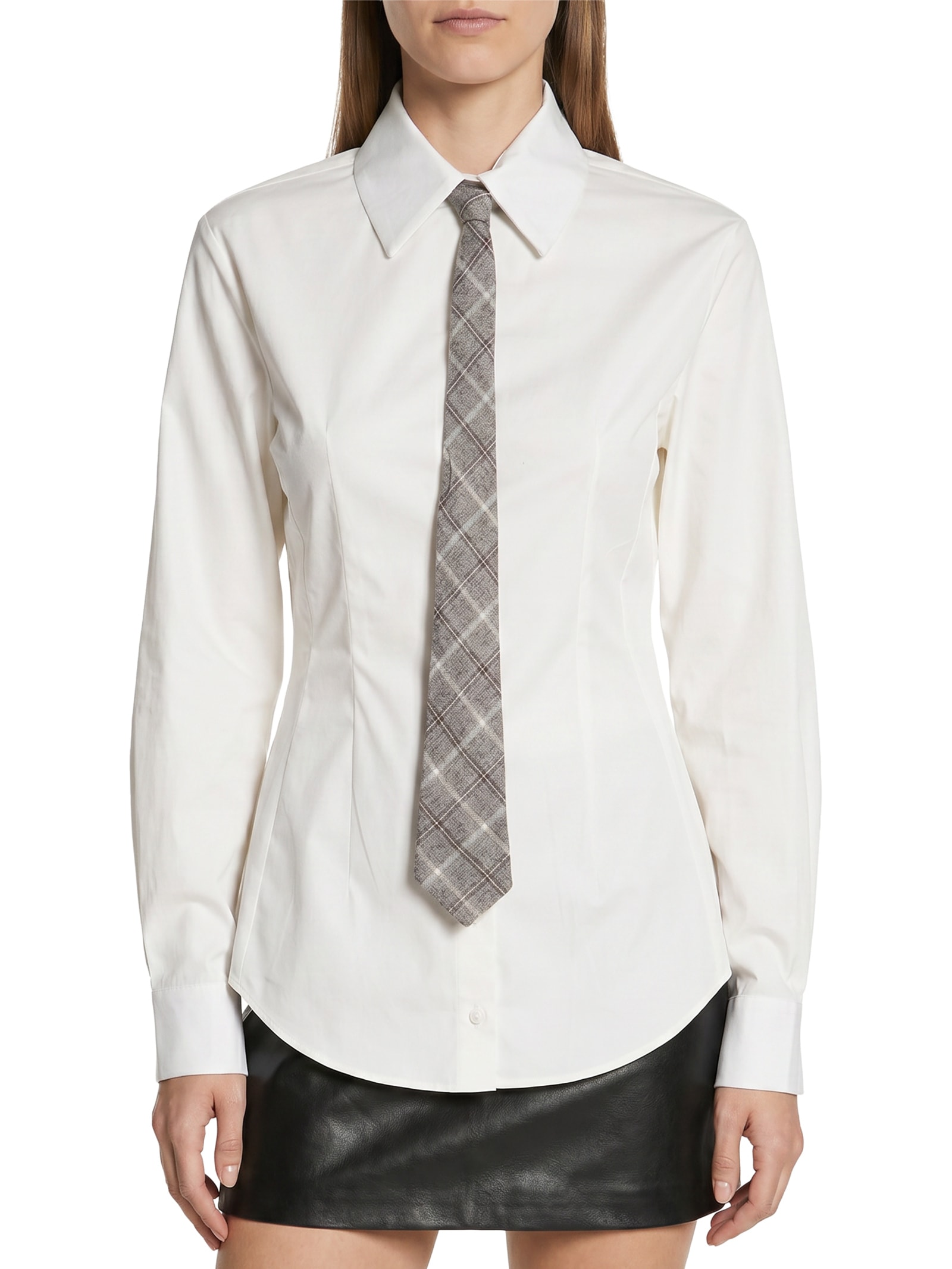 Camisa Feminina De Tricoline Com Gravata Off White Lança Perfume