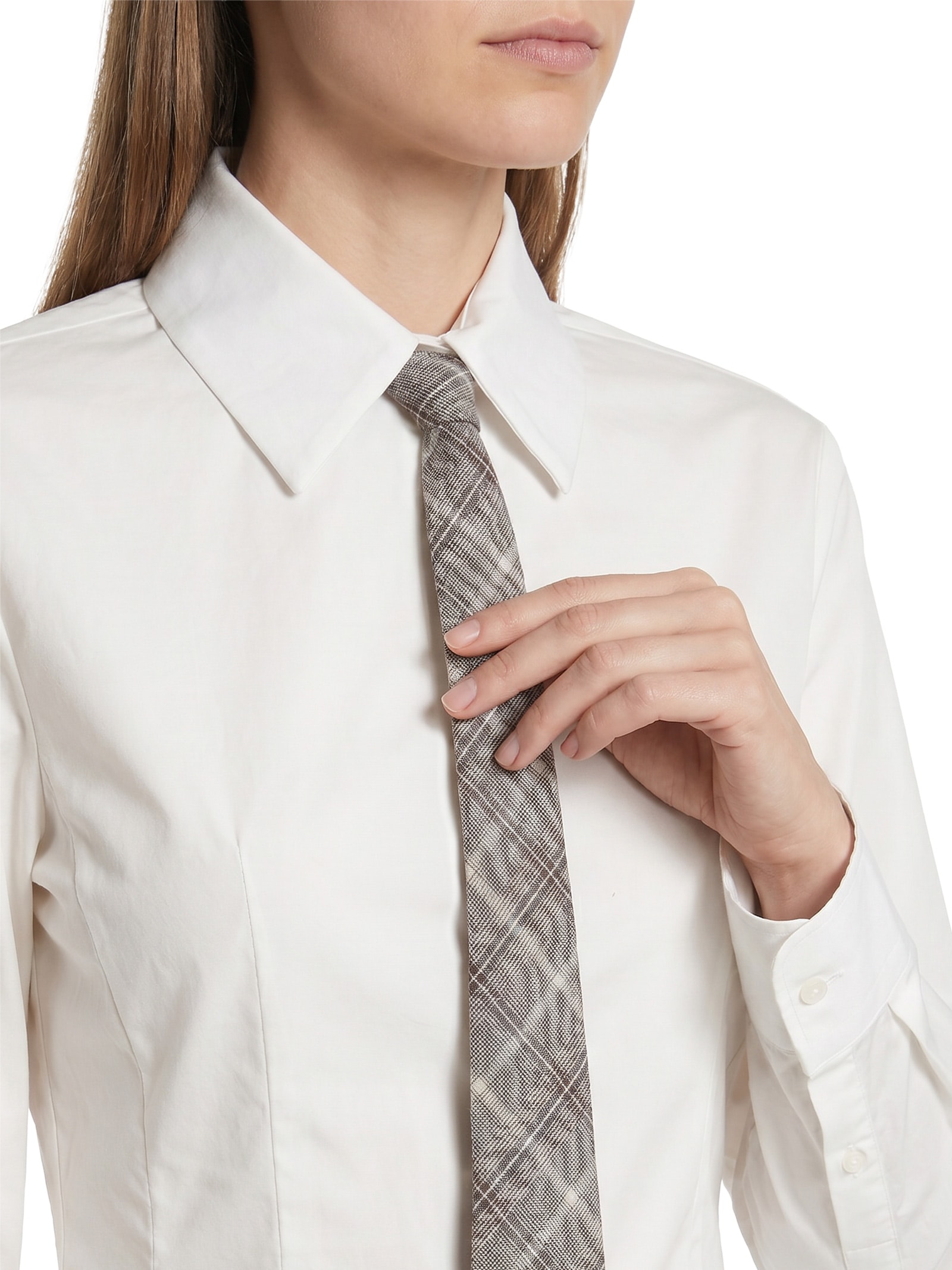 Camisa Feminina De Tricoline Com Gravata Off White Lança Perfume