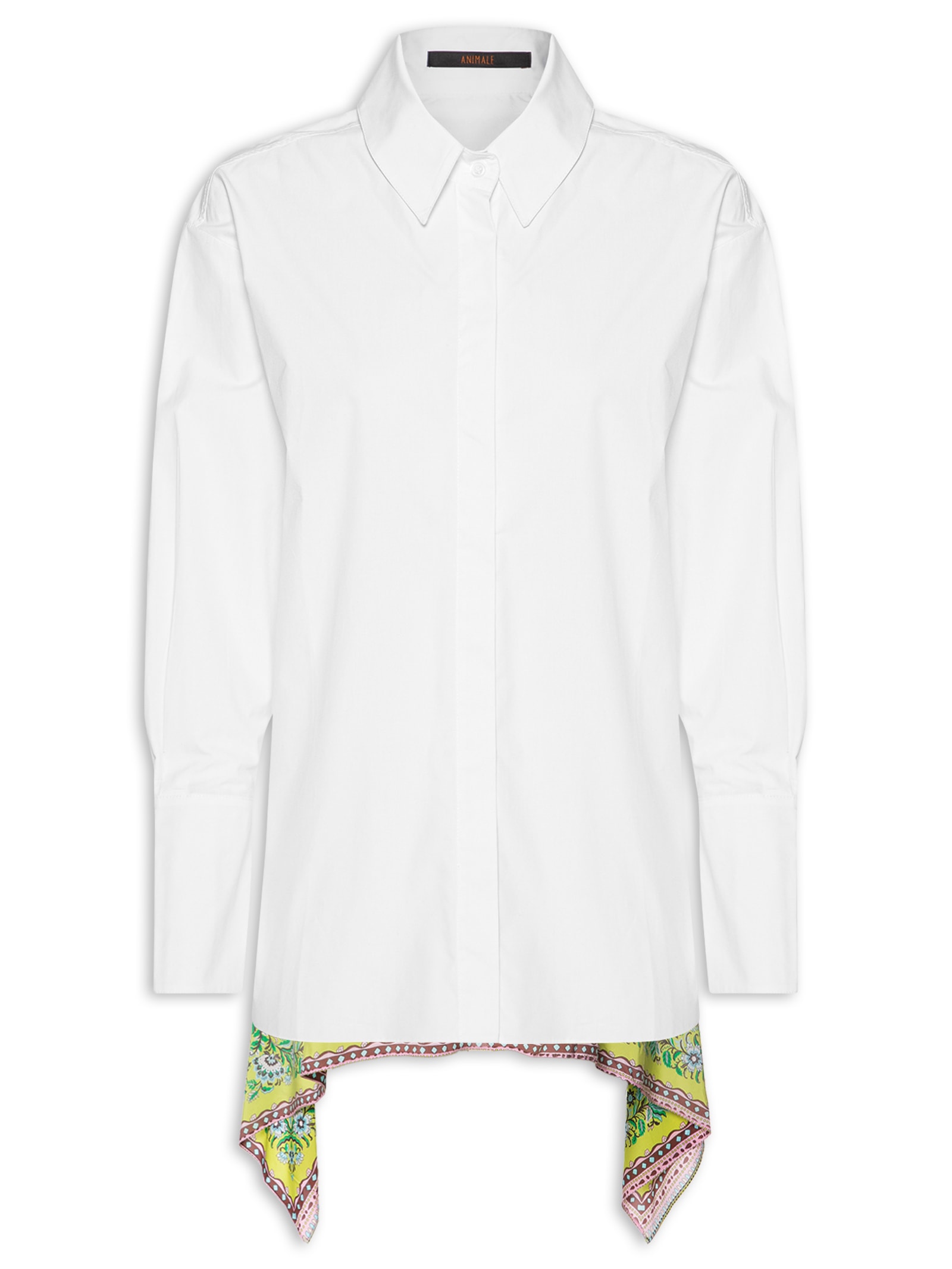 Camisa Feminina De Tricoline Costas De Lenço Branco Animale