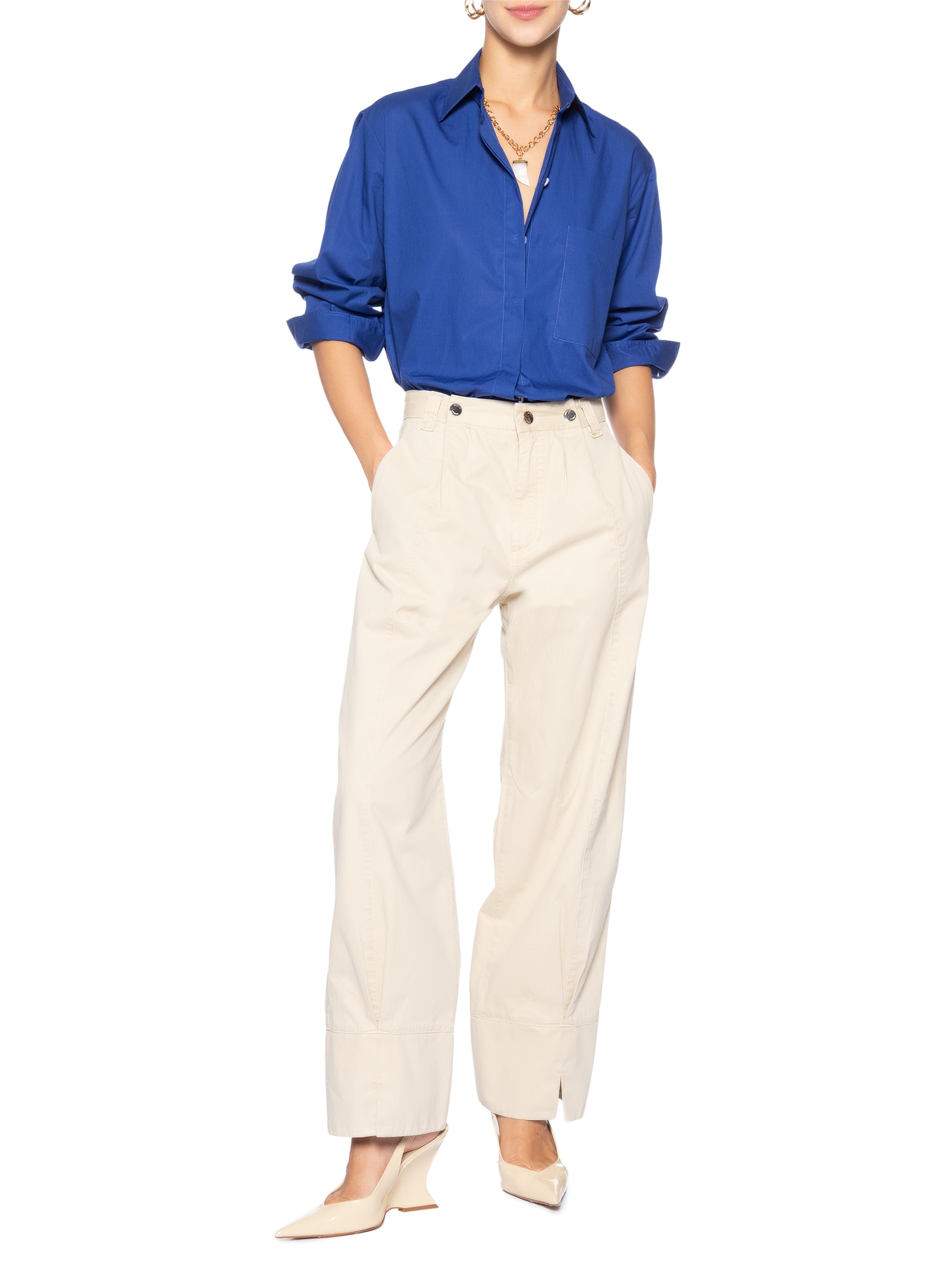 Camisa Feminina De Tricoline Essential Azul Animale