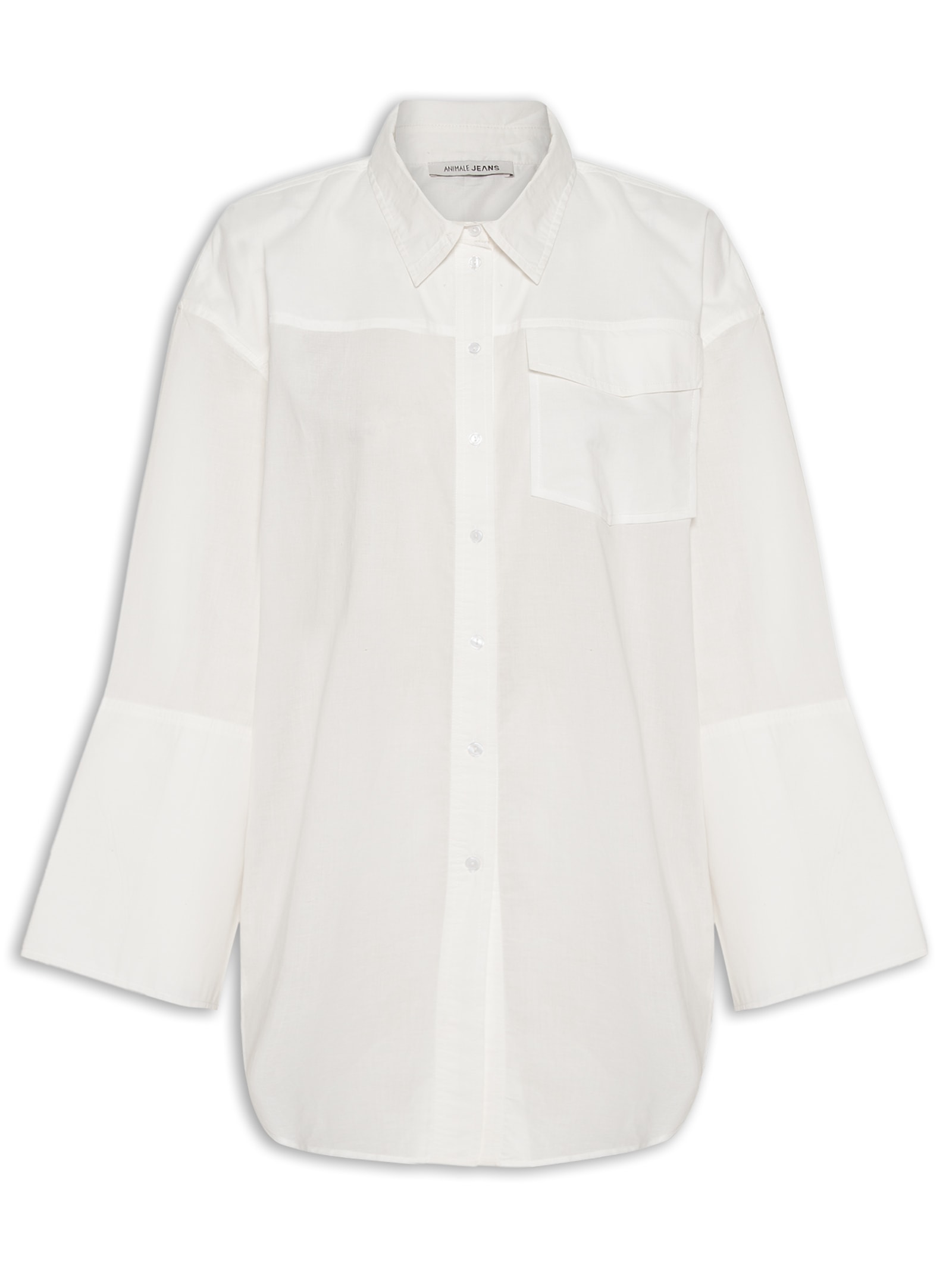 Camisa Feminina De Voil Com Bolso Branco Animale Jeans