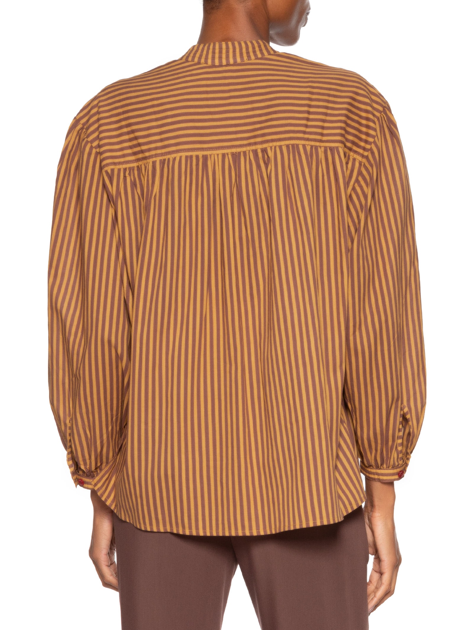 Camisa Feminina De Voil De Algodão Listrada Laranja Animale