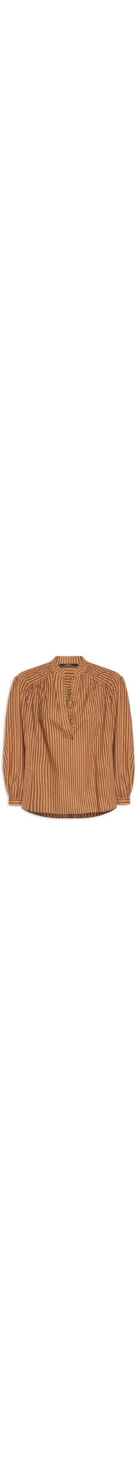Camisa Feminina De Voil De Algodão Listrada - Laranja