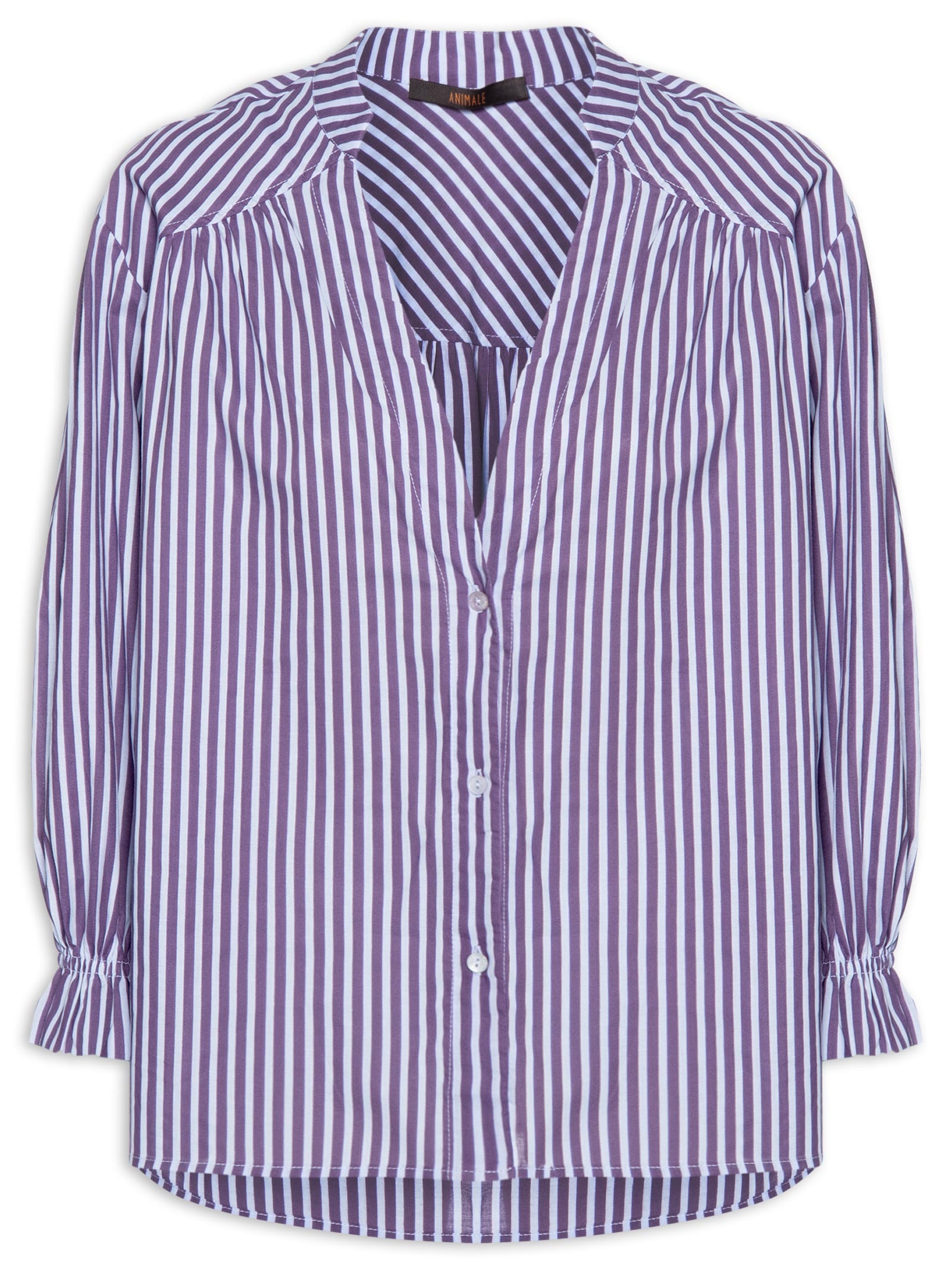 Camisa Feminina de Voil Listrada Roxo Animale