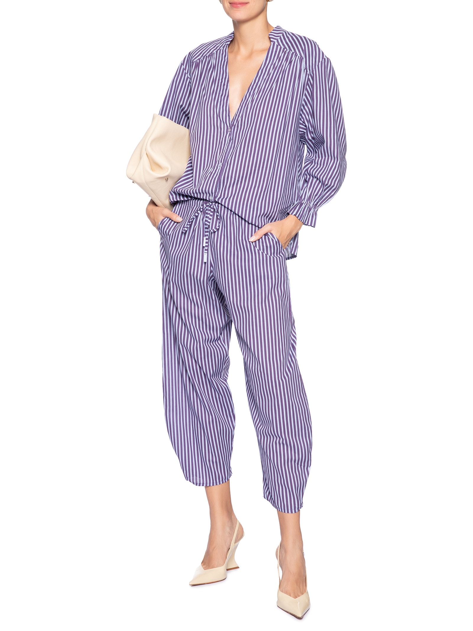 Camisa Feminina de Voil Listrada Roxo Animale