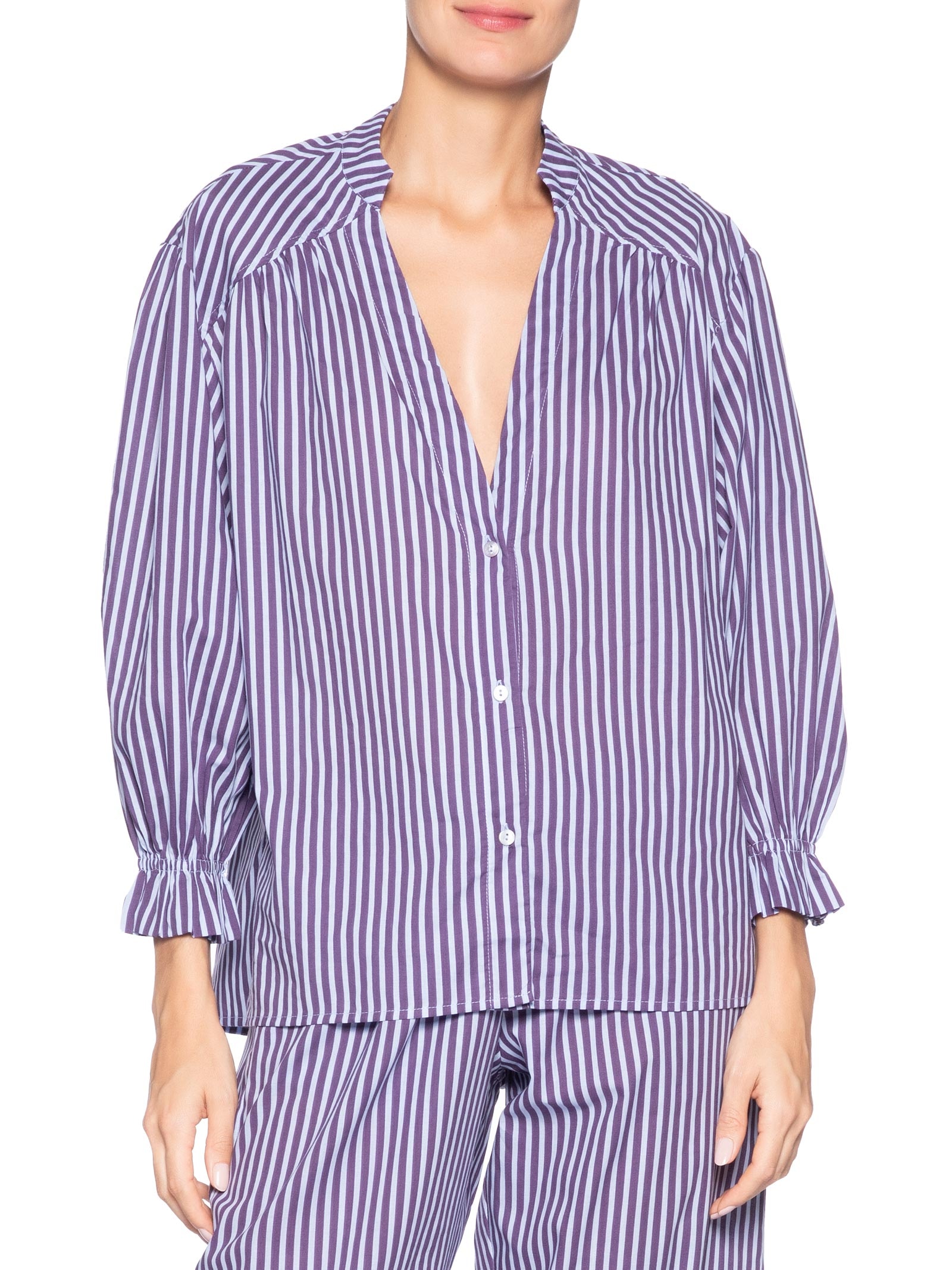 Camisa Feminina de Voil Listrada Roxo Animale