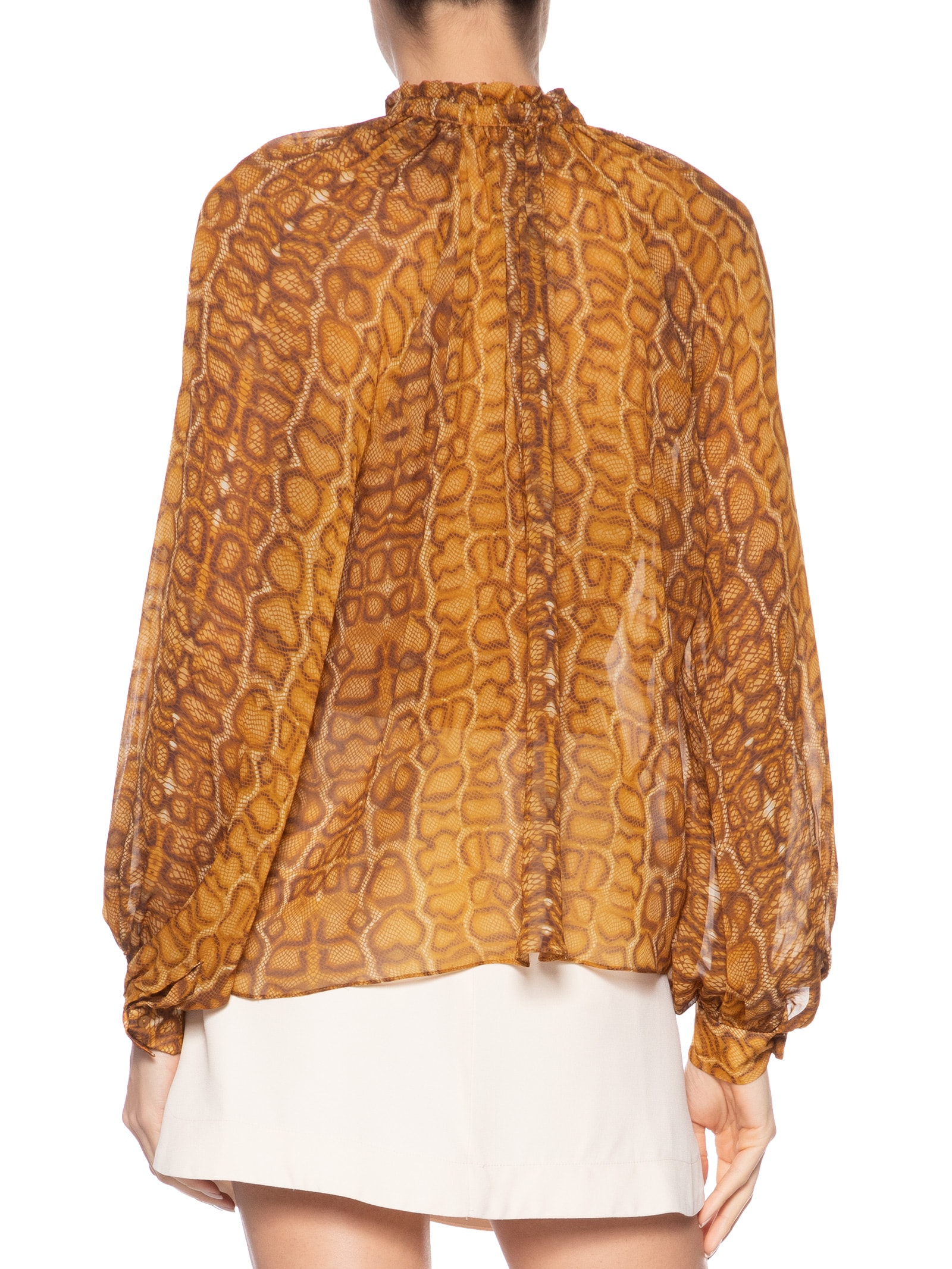 Camisa Feminina Decote Franzido Cobra Lajedo Marrom Animale