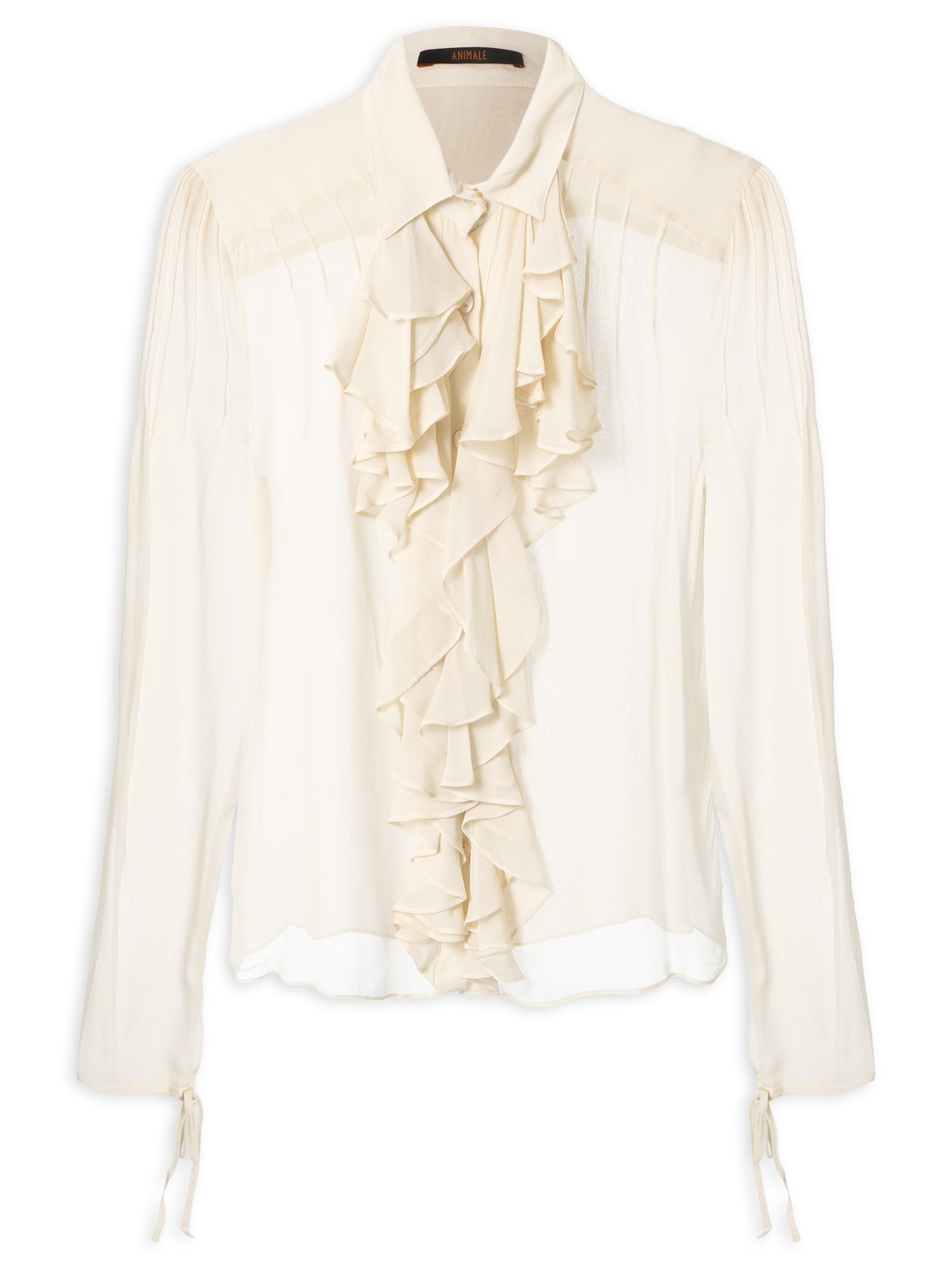 Camisa Feminina Decote Jabour Bege Animale