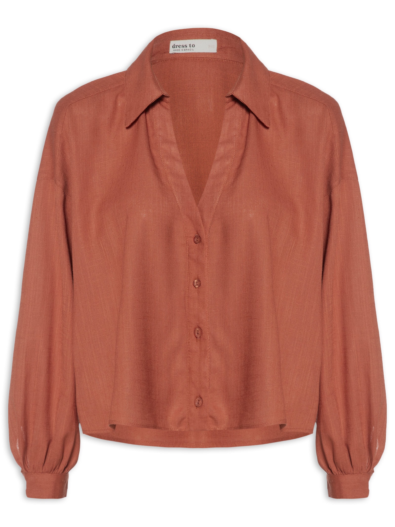 Camisa Feminina Decote V Marrom Dress To