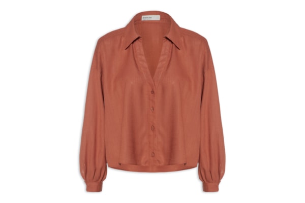 Camisa Feminina Decote V - Marrom