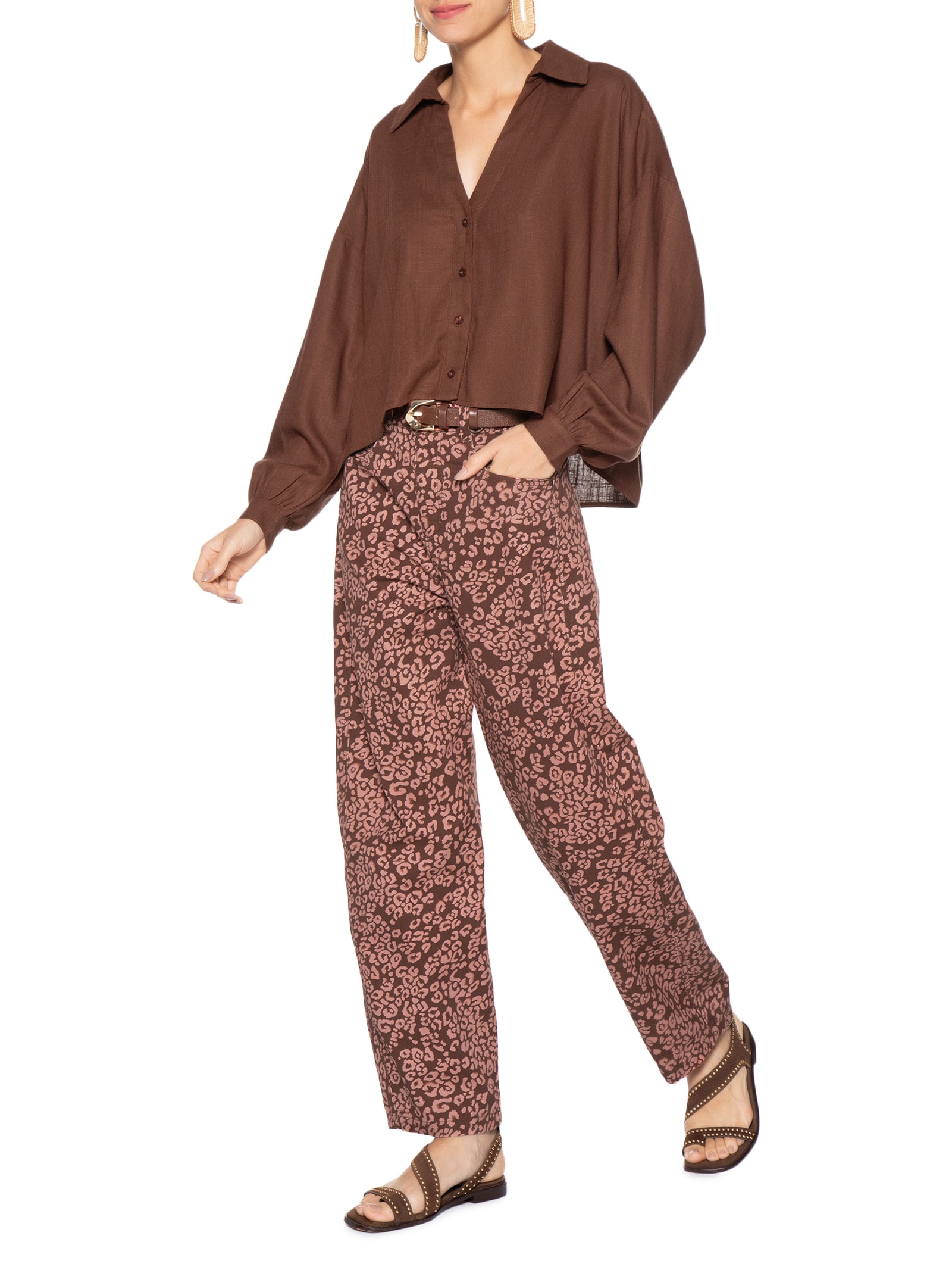 Camisa Feminina Decote V Marrom Dress To