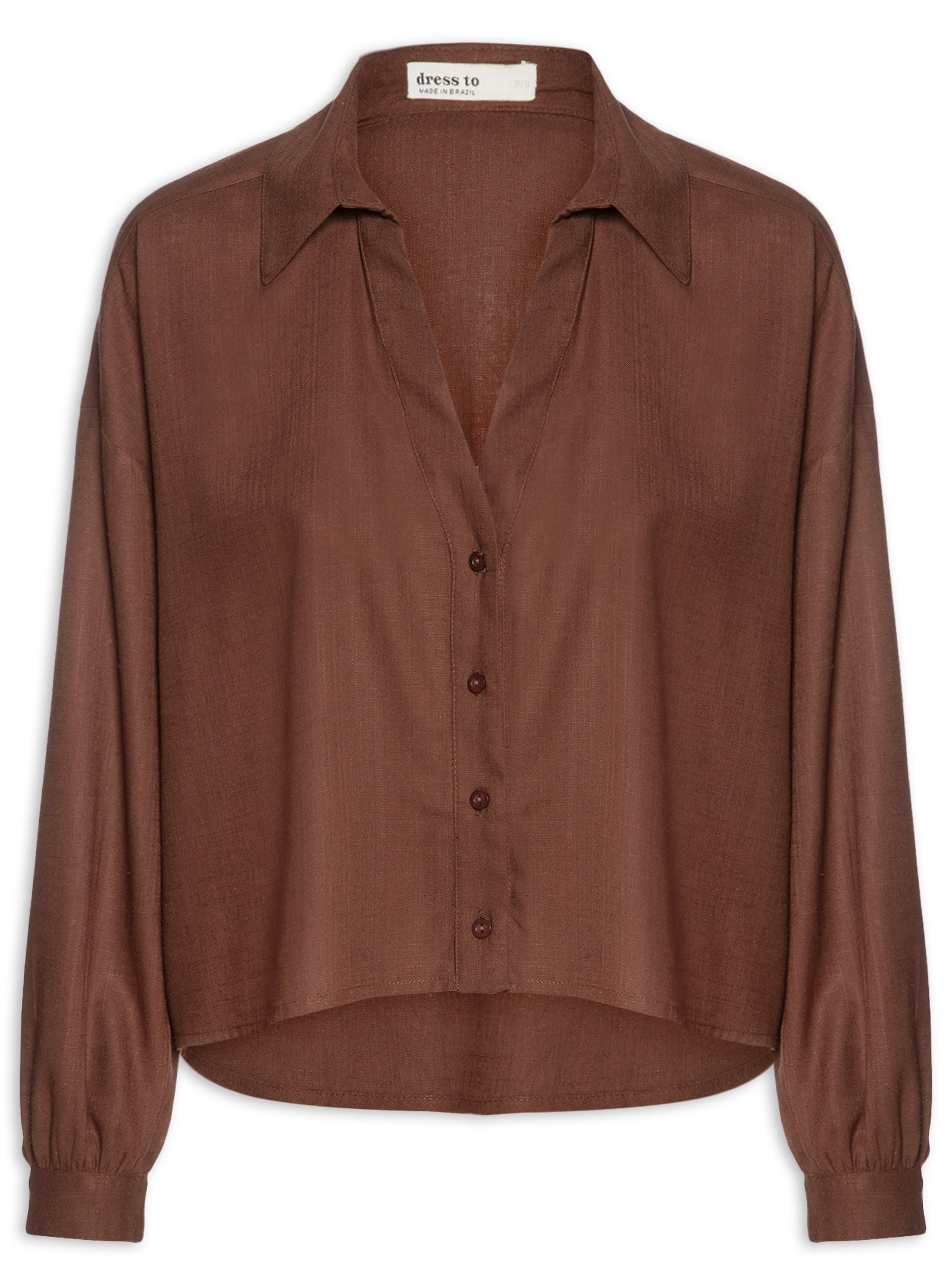 Camisa Feminina Decote V Marrom Dress To
