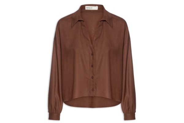 Camisa Feminina Decote V - Marrom