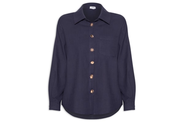 Camisa Feminina Detalhe Botões - Azul