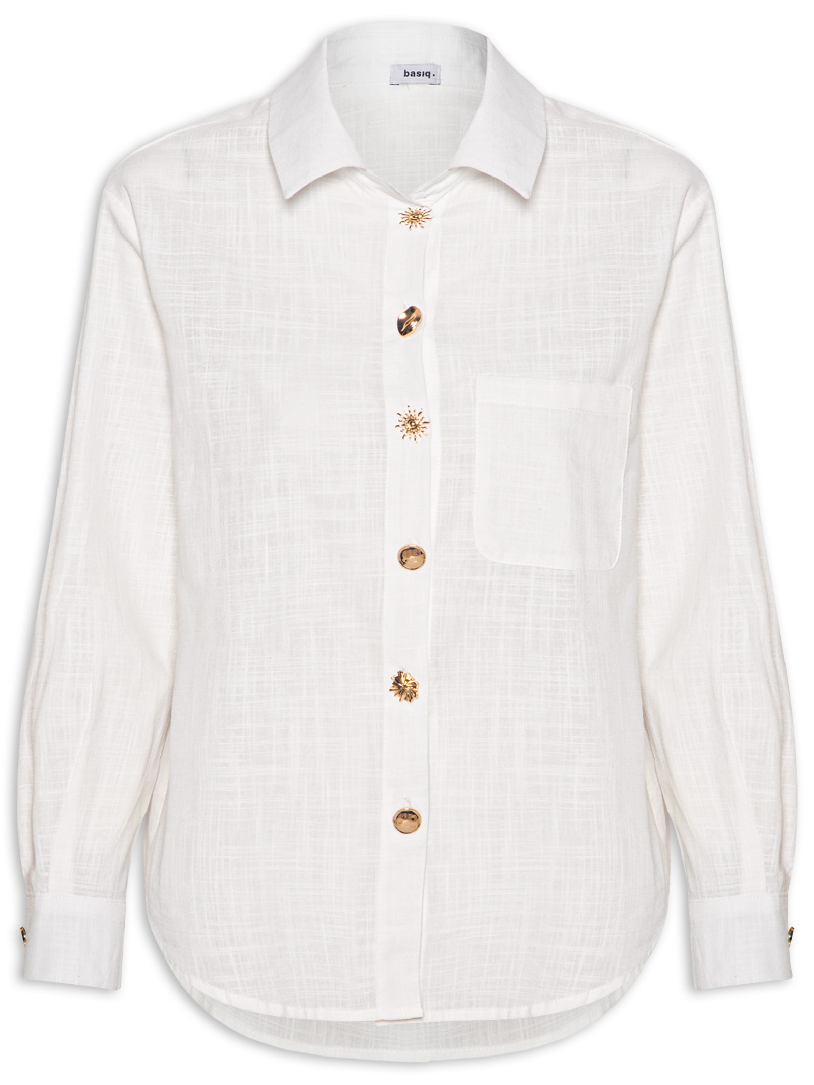 Camisa Feminina Detalhe Botões Branco Basiq