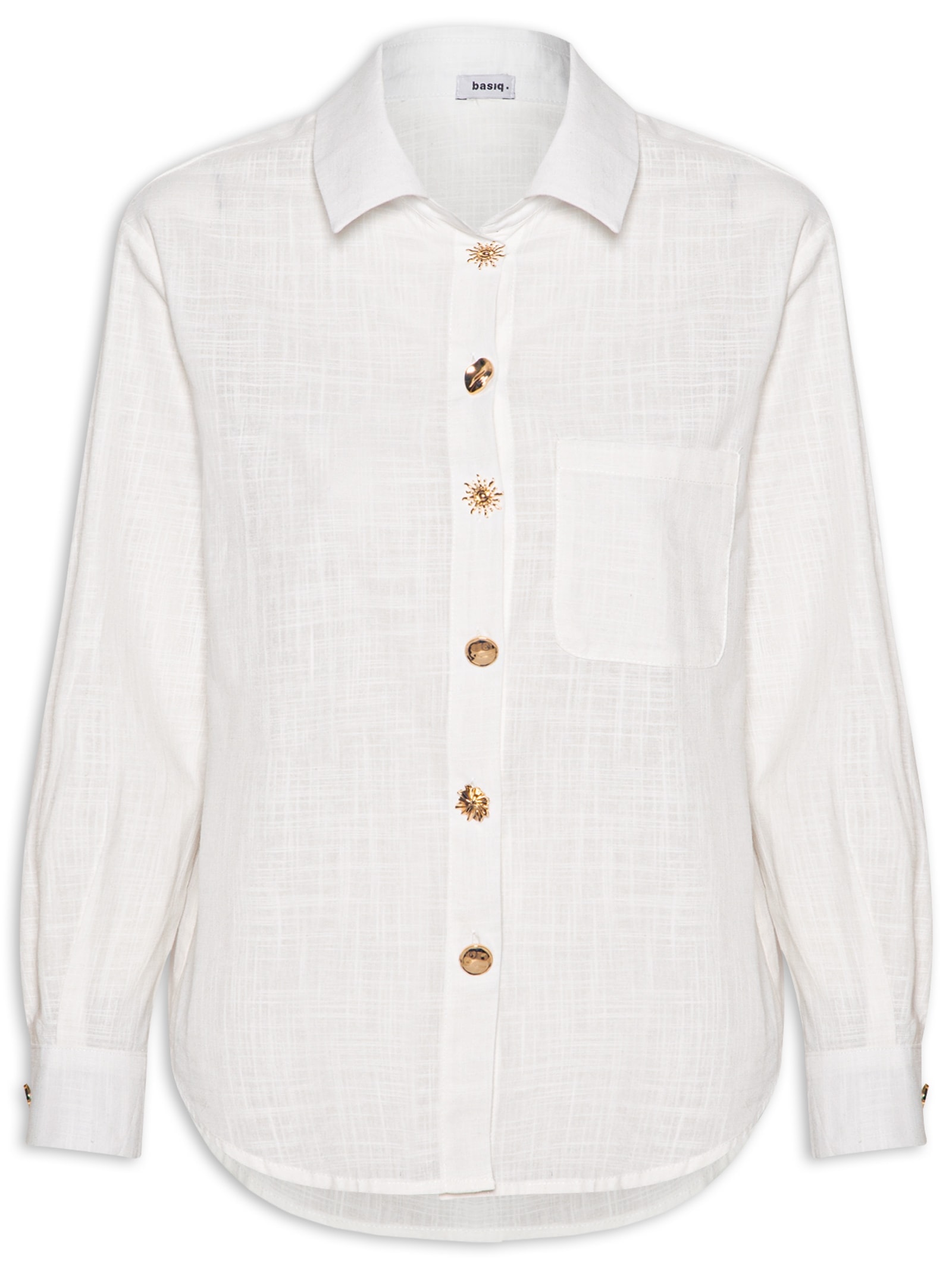 Camisa Feminina Detalhe Botões Branco Basiq
