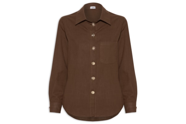 Camisa Feminina Detalhe Botões - Marrom