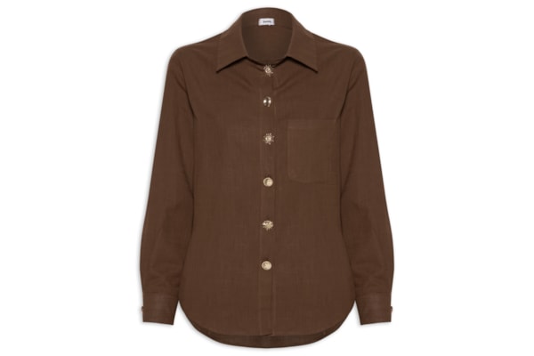 Camisa Feminina Detalhe Botões - Marrom