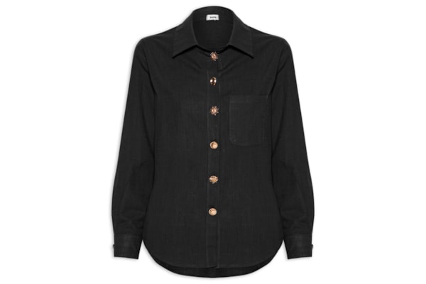 Camisa Feminina Detalhe Botões - Preto