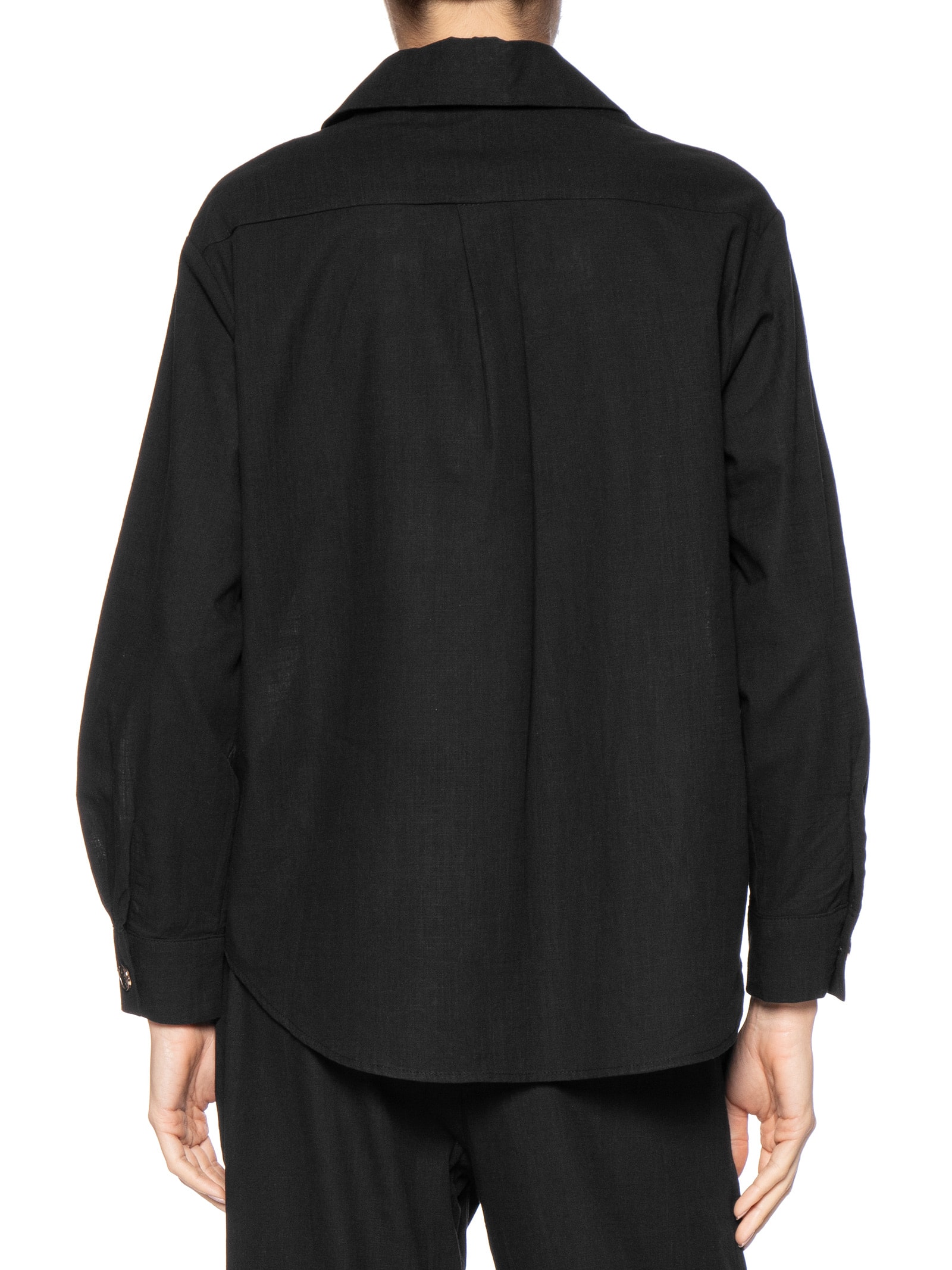 Camisa Feminina Detalhe Botões Preto Basiq