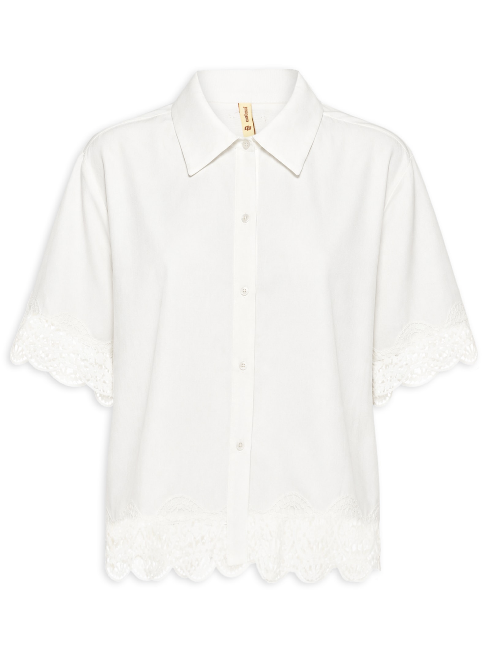 Camisa Feminina Detalhe Renda Off White Colcci