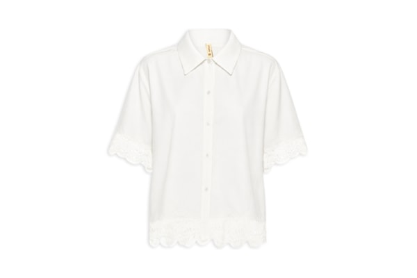 Camisa Feminina Detalhe Renda - Off White