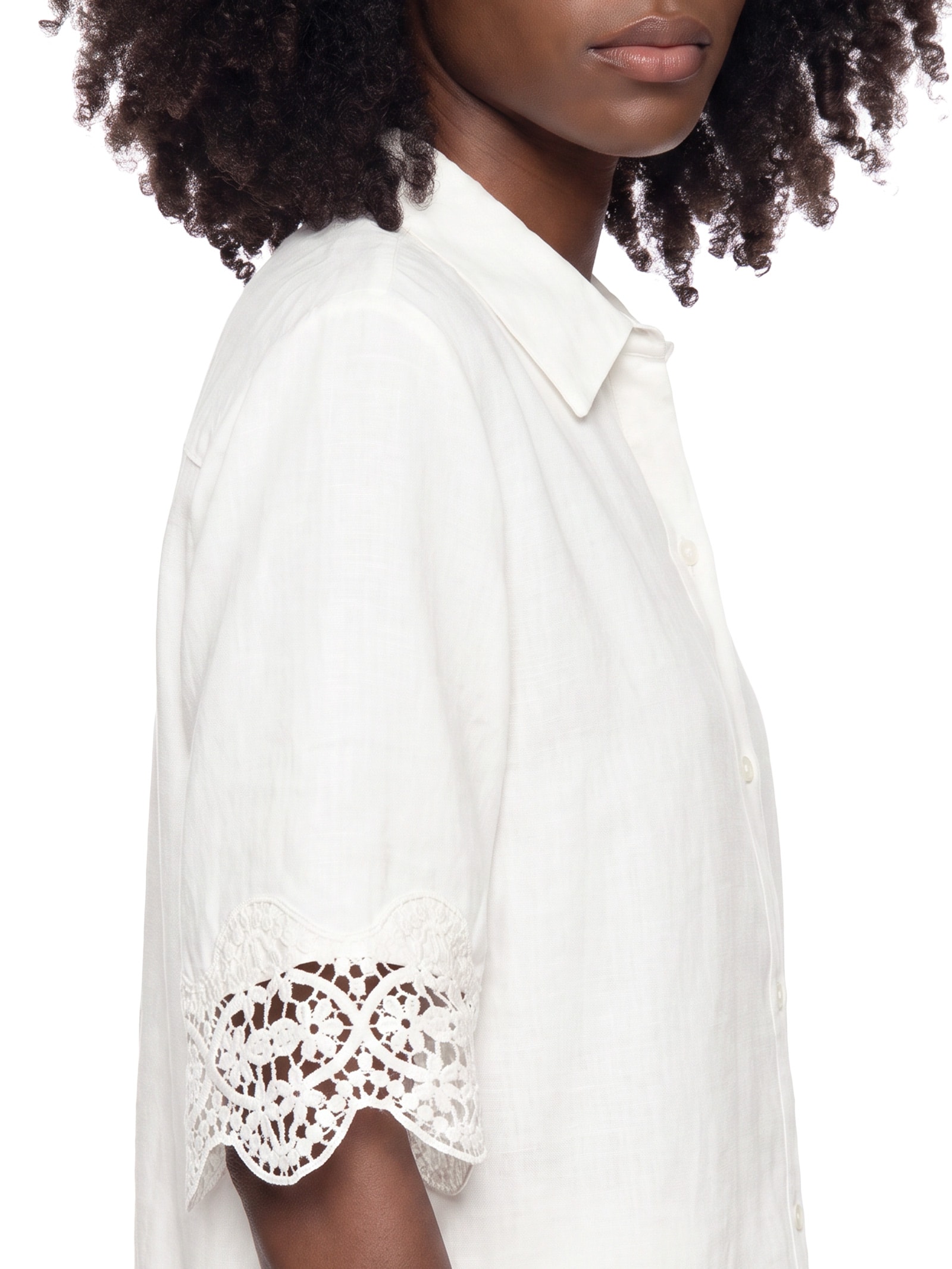 Camisa Feminina Detalhe Renda Off White Colcci