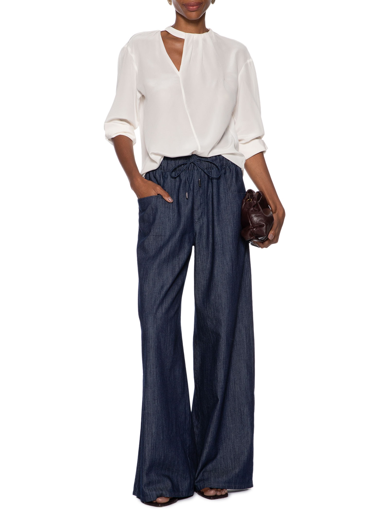 Camisa Feminina Duda Seda  Branco Le Lis