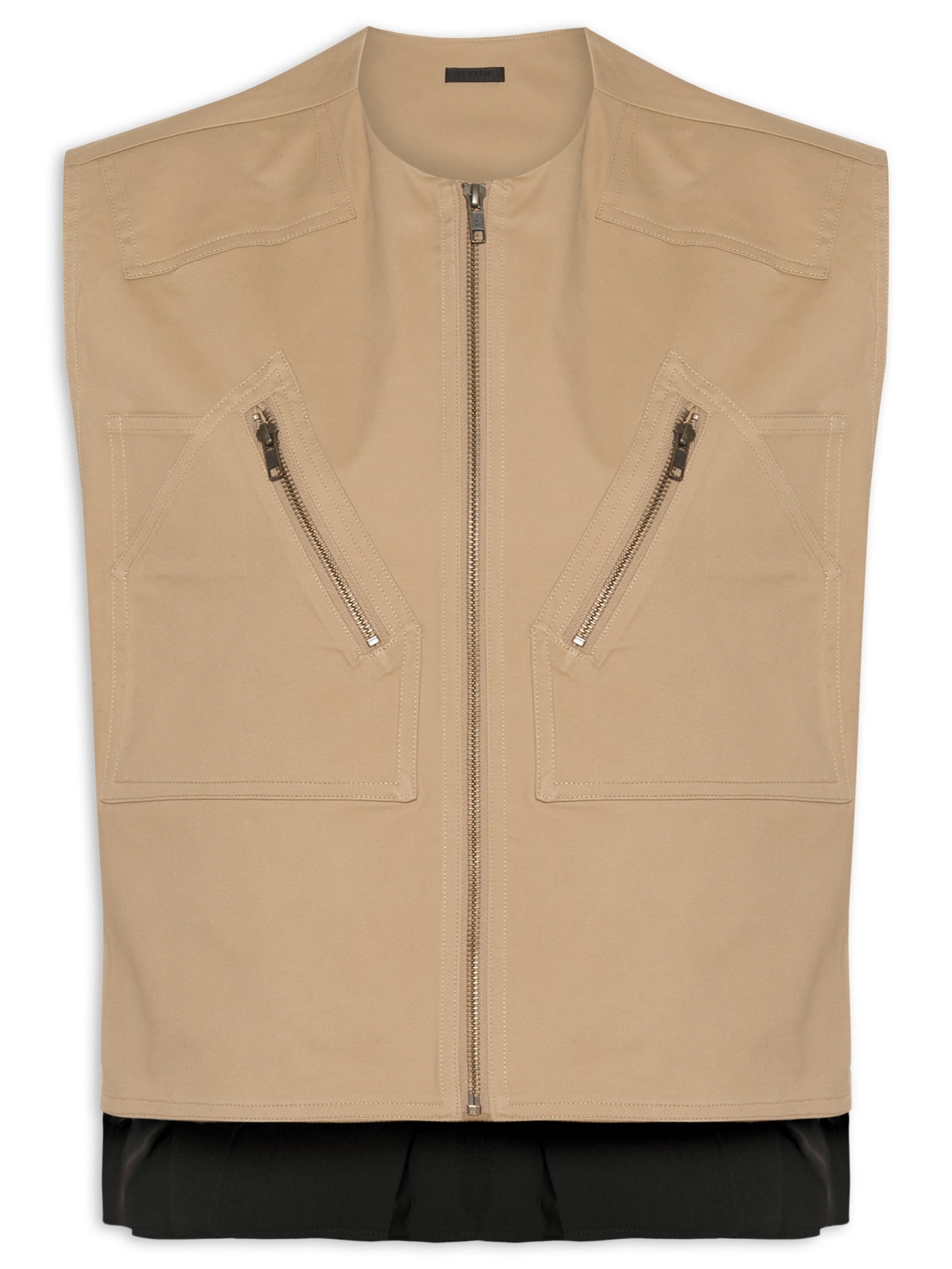 Camisa Feminina Duo Plissado Cotton Bege Osklen