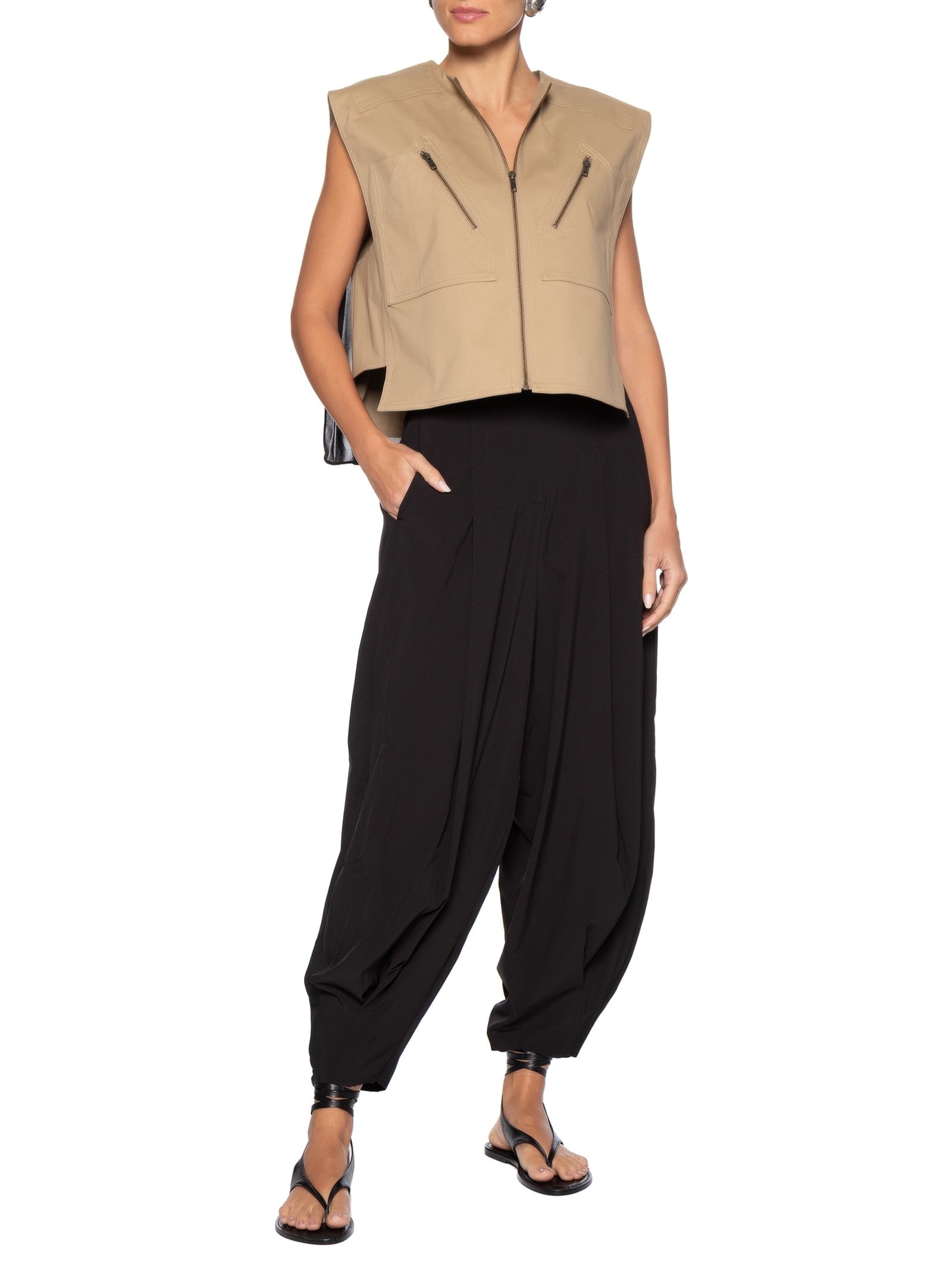 Camisa Feminina Duo Plissado Cotton Bege Osklen