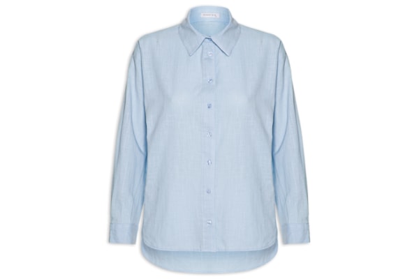 Camisa Feminina Em Algodão - Azul