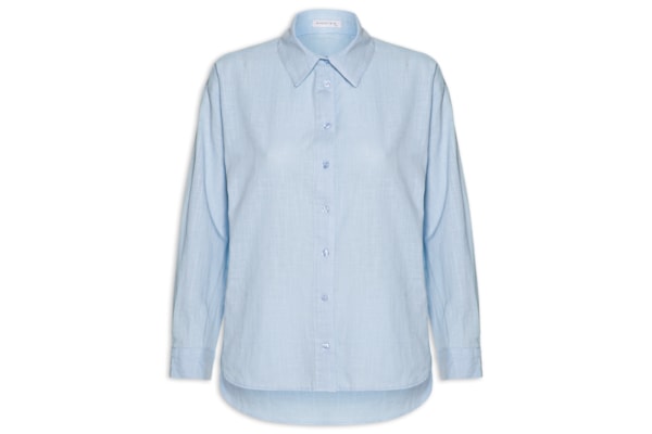 Camisa Feminina Em Algodão - Azul