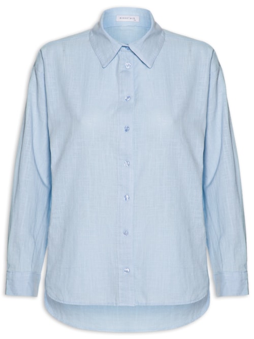Camisa Feminina Em Algodão - Azul